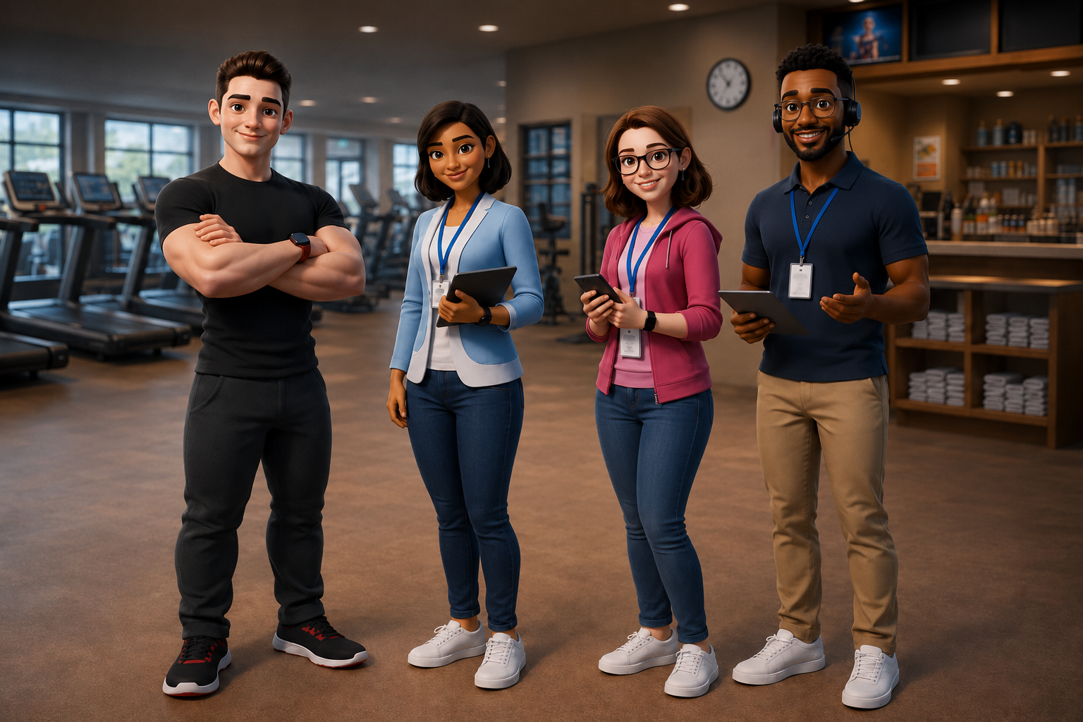 Alex, Lina, Emma et Jordan, quatre agents IA pour clubs de sport